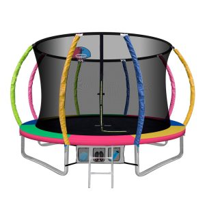 12ft Trampoline With Basketball Set Rainbow