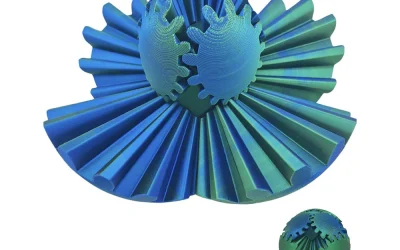 Blue + Green Fidget Gear Ball 3D Printed Steampunk