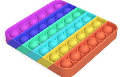 Fidget Push Pop It Bubble Square Rainbow