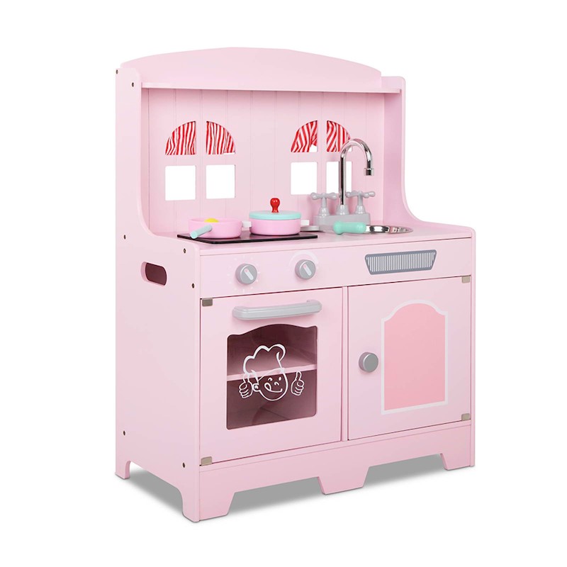 Kitchen Playset Wooden Pink Deluxe