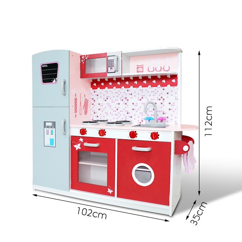 Kitchen Playset Wooden Red & Pink - Image 7