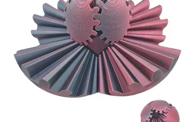 Black + Red Fidget Gear Ball 3D Printed Steampunk