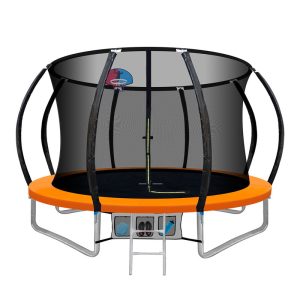 10ft Trampoline With Basketball Set Orange